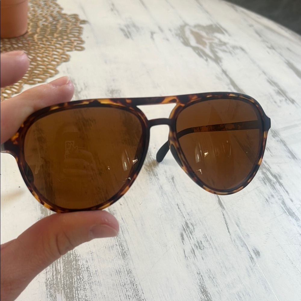 Brown Aviator Sunglasses with Double Bridge